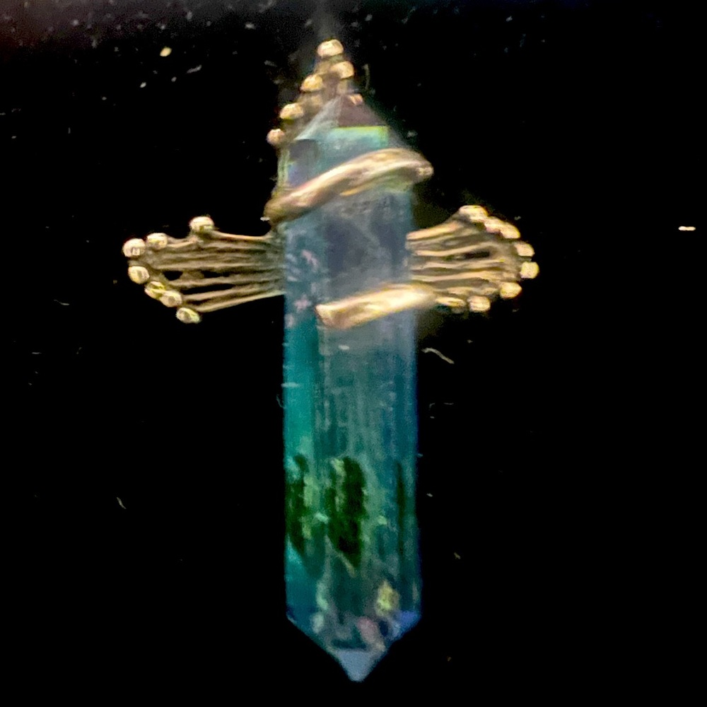 COPY - Sterling silver cross, with a blue stone attach